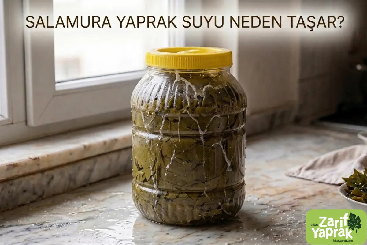 Taşmış salamura bidonu ve kurumuş tuz izleri görünümü.