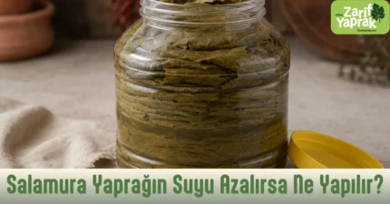 Salamura suyu azaldığında açıkta kalan yaprakların hava ile temasını kesmek için uygun tuz oranıyla hazırlanan yeni salamura suyu eklenmelidir.